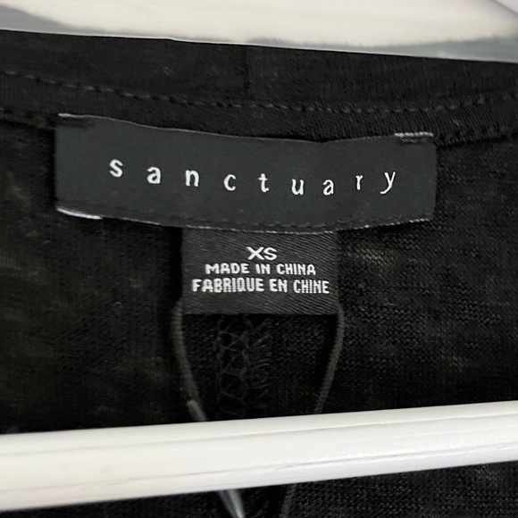 NWT Sanctuary Linen Women's‎ Alma Scoop Neck Short Sleeve Tee in Black Size XS - Picture 7 of 10